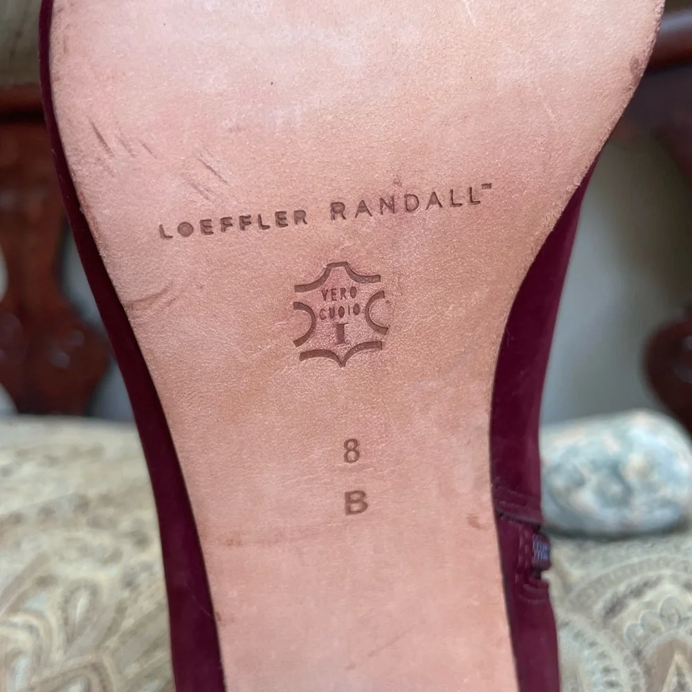 Loeffler Randall Nanette Burgundy Wine Suede Leather Booties Boots Shoes Size 8